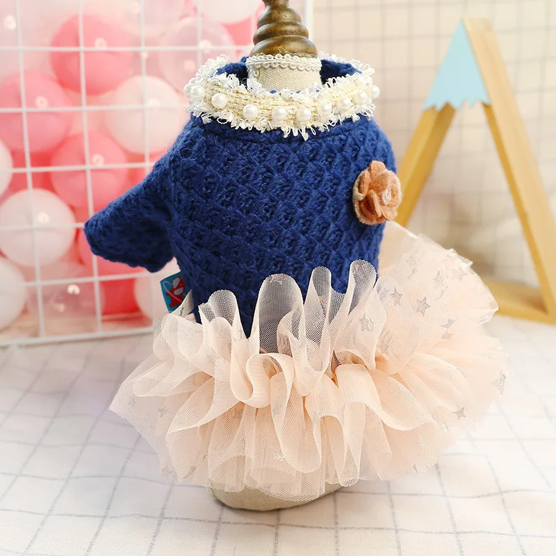 Жемчужная Женская одежда для собак теплое пальто зимнее платье маленьких щенков