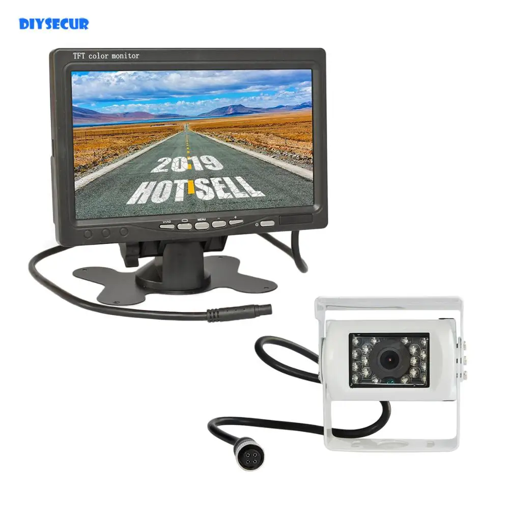 

DIYSECUR DC 12V-24V 7" TFT LCD Car Monitor + White 4pin IR Night Vision CCD Rear View Camera for Bus Houseboat Truck