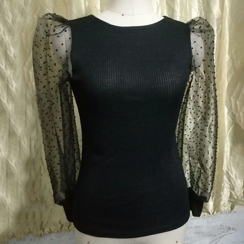 Женский сетчатый свитер GALCAUR в стиле пэчворк вязаный пуловер с круглым вырезом и