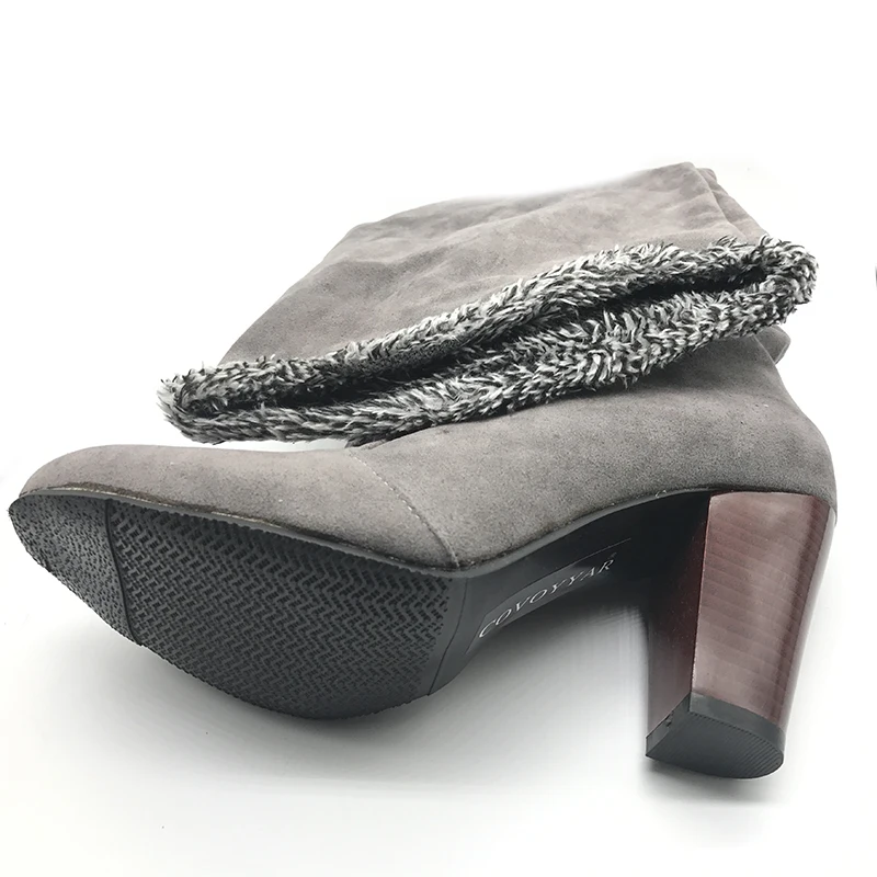 Женские сапоги на высоком каблуке WBS105 зимние до колена с большой пряжкой большие