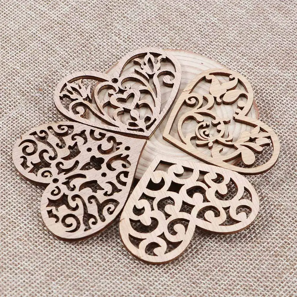 10 шт. резьба полые сердце узор деревянные поделки своими руками и Скрапбукинг