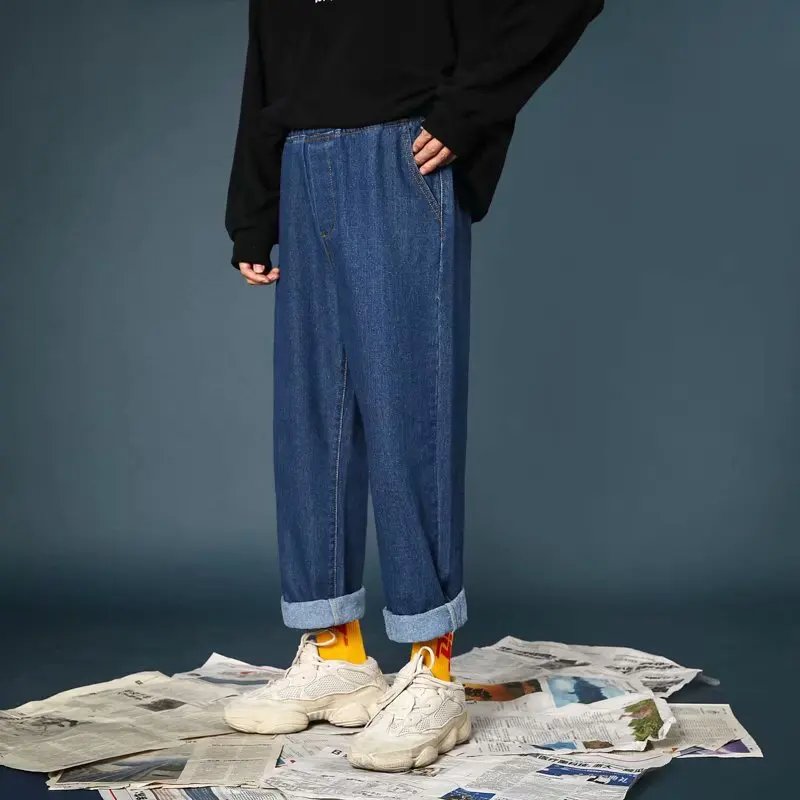 

Оптовая продажа, джинсы для подростков, мужские брюки в стиле хип-хоп Харадзюку, Молодежные ретро ностальгические прямые свободные джинсов...