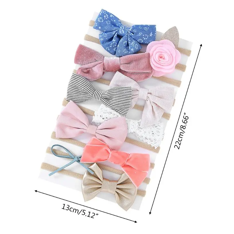 

10Pcs Kids Girls Cloth Bows Ties Flower Headband Princess Elastic Hair Band Headwear Photograph Props