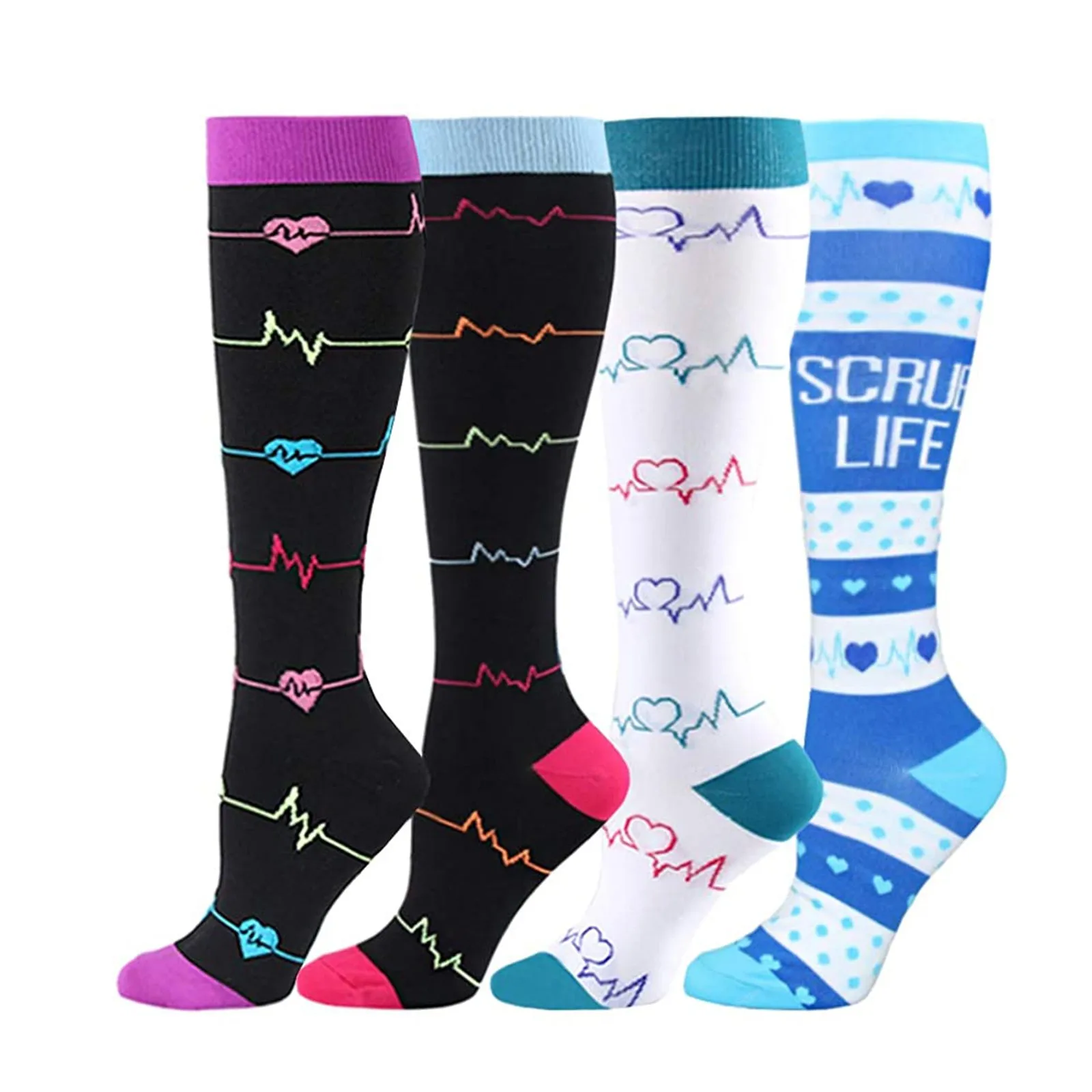 

4 Pairs Quality Unisex Compression Stockings Cycling Socks Fit For Edema Diabetes Varicose Vein Running Socks Sport Calcetines