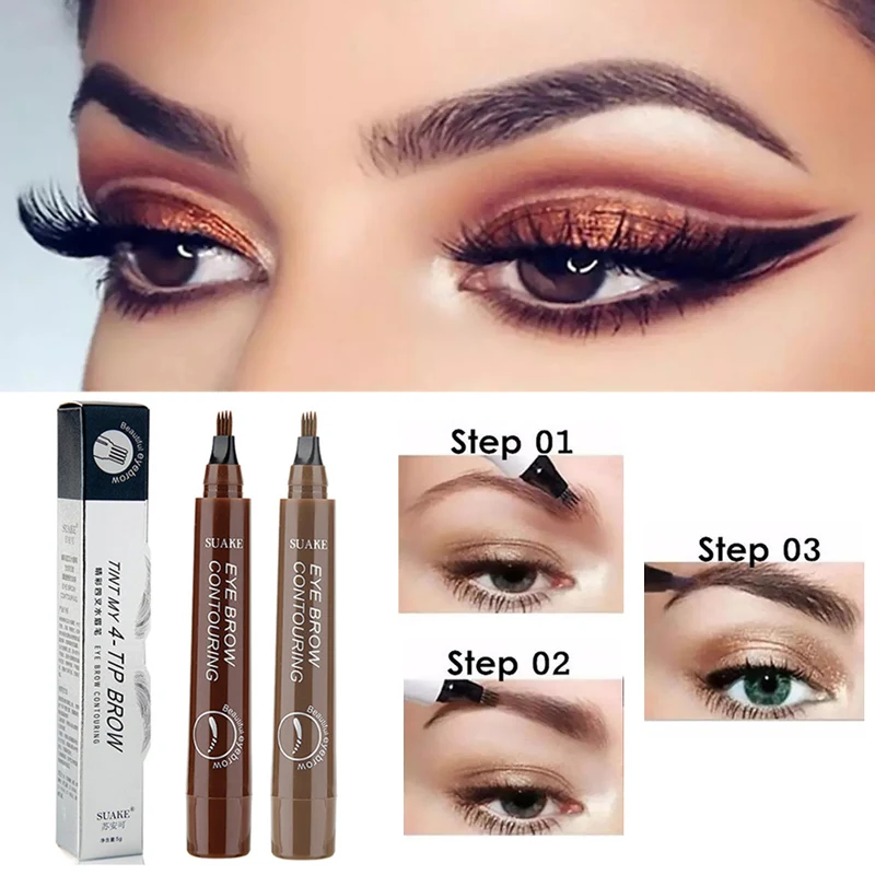Microblading Eyebrow Pen Waterproof Fork Tip Tattoo Pencil Long Lasting Professional Fine Sketch Liquid Eye Brow | Красота и здоровье