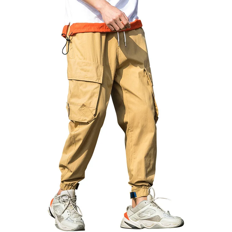 

Men Spring Fashion Cargo Pants Hip Hop Men Streetwear Trousers Big Pockets Cotton Solid Color Harajuku Style Trousers Men 2020