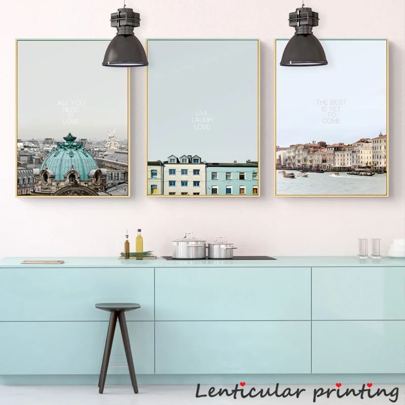 HD скандинавский цвет океан пляж и автобус плакат красивый пейзаж картина маслом