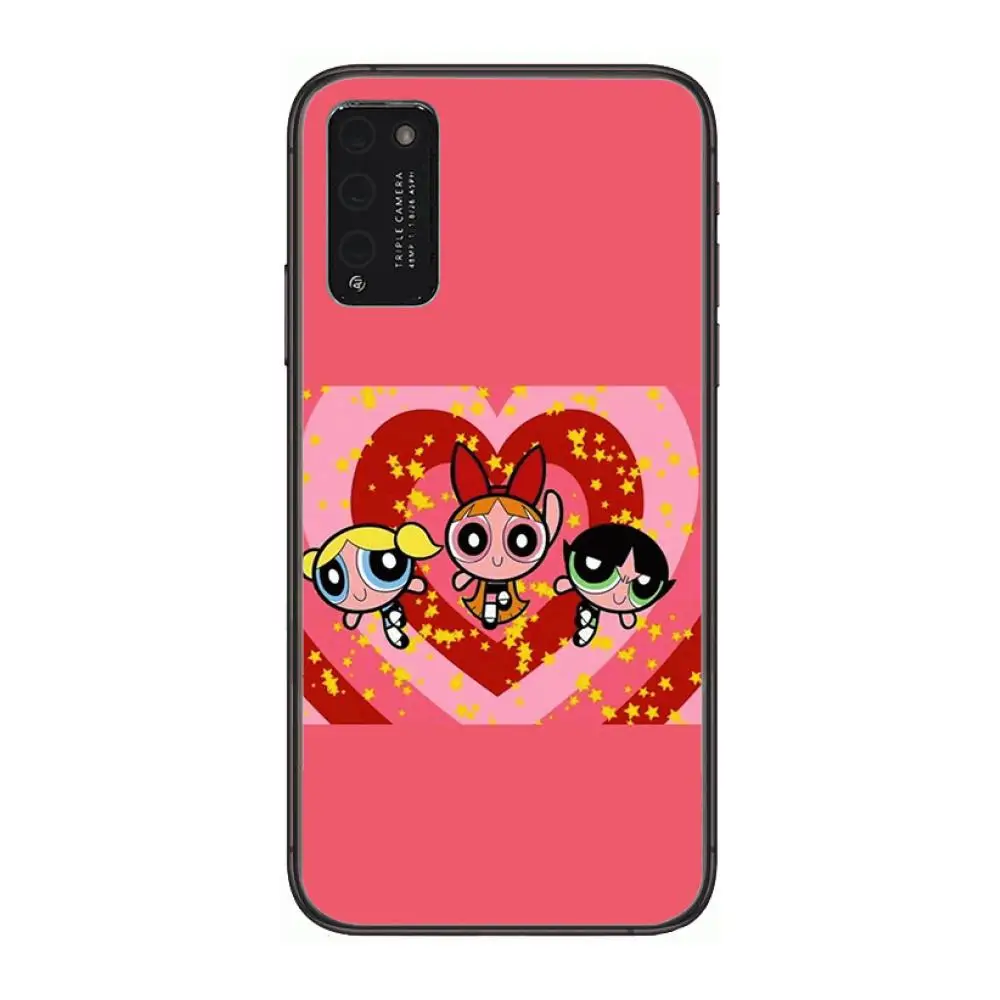

Power Cute Puff Girl Clear Phone Case For Huawei Honor 10 20 30 9 X Pro Lite V 5G RU Black Etui Coque Hoesjes Comic Fashion