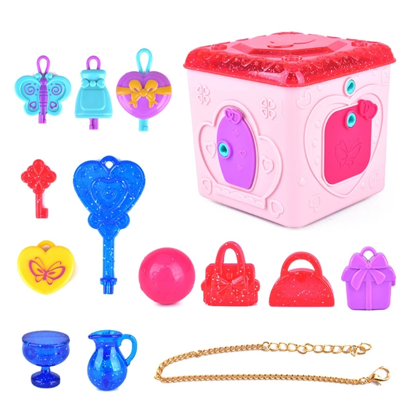 H7JB Unlock Key Jewelry Blind Box Children's Surprise Treasure Box Light And Sound Effects Girl Play House