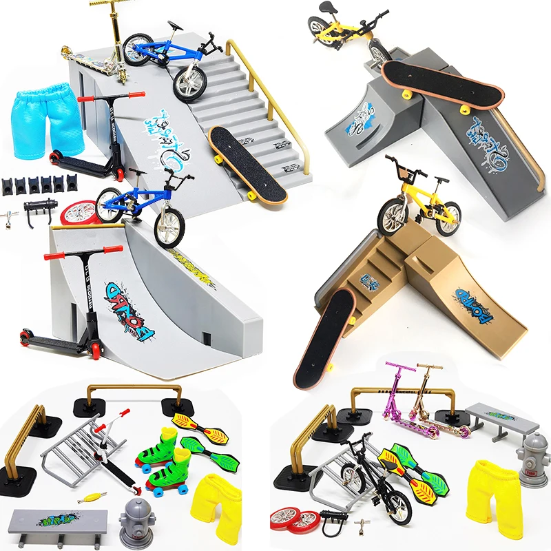 Мини пальцевые скейтборды рампа набор деталей игрушка пальцевой велосипед