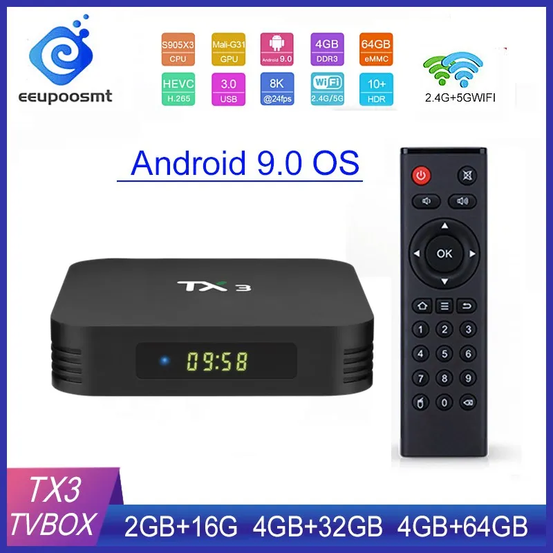 Android 9 0 Tanix TX3 Amlogic S905X3 четырехъядерный 2 4 ГГц/5 ГГц двойной Wi Fi BT 8K Smart TVBOX H.265