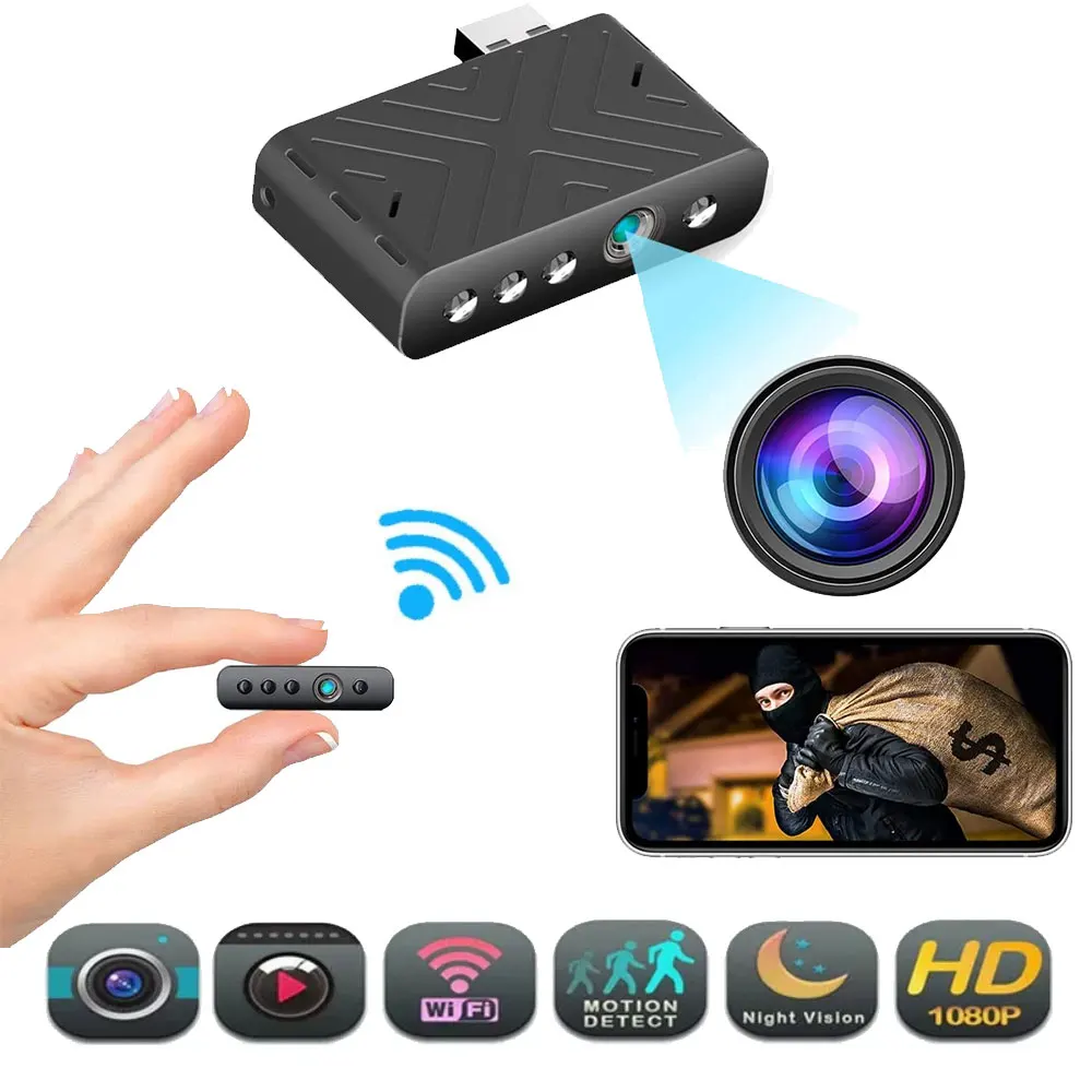USB WiFi Camera Plug Home Security 1080P IP Surveillance with Night Vision HD Video Motion Detection kamera espia Hidden | Электроника