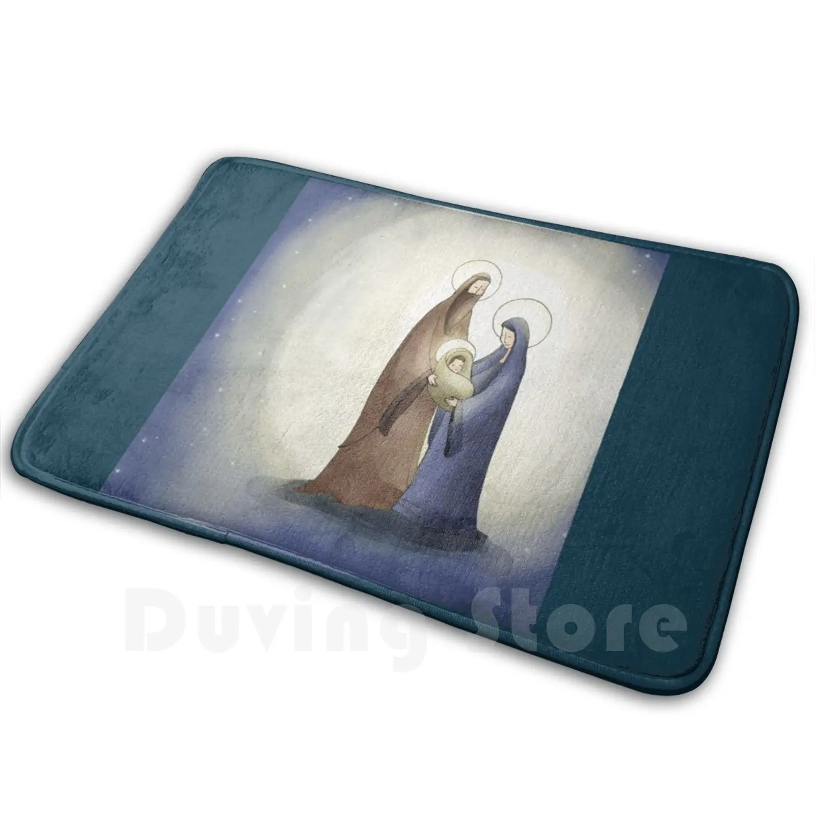 

Merry Christmas 1 Carpet Mat Rug Cushion Soft Christian Jesus Religious Christ Christmas Nativity Mary Church Holy Joseph