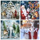 Алмазная мозаика HUACAN 5D сделай сам, картина с рождественским оленем, Санта-Клаус, наборы для вышивки крестиком, ручная работа