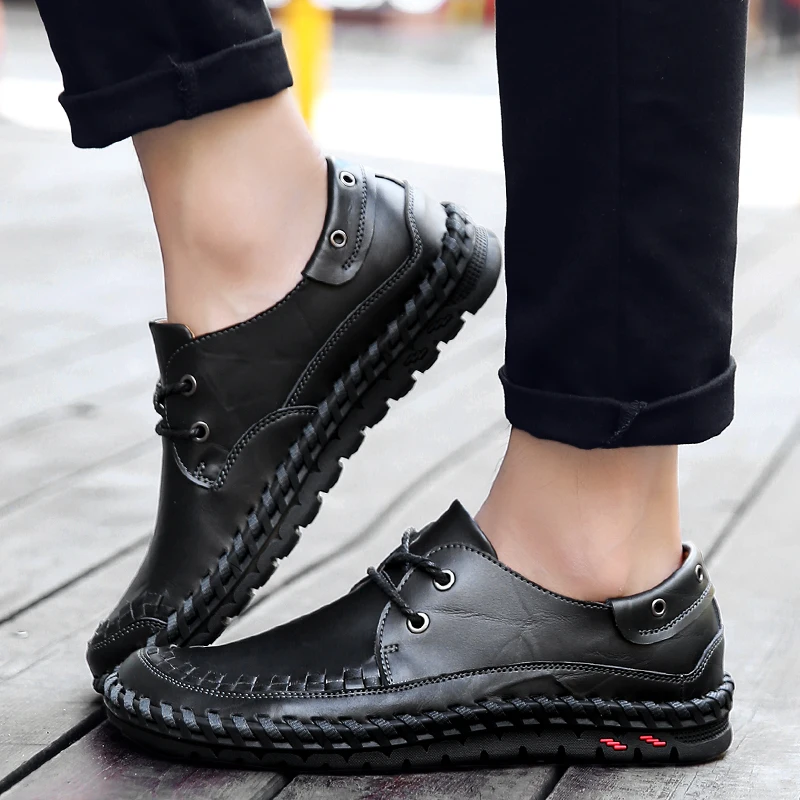 Новая кожаная мужская повседневная обувь ручной работы модные дизайнерские