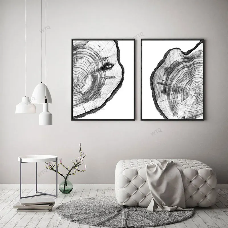 

WTQ Canvas Painting Retro Poster Black and White Plant Rings Minimalism Wall Decor Wall Art Picture Room Decor Home Decor