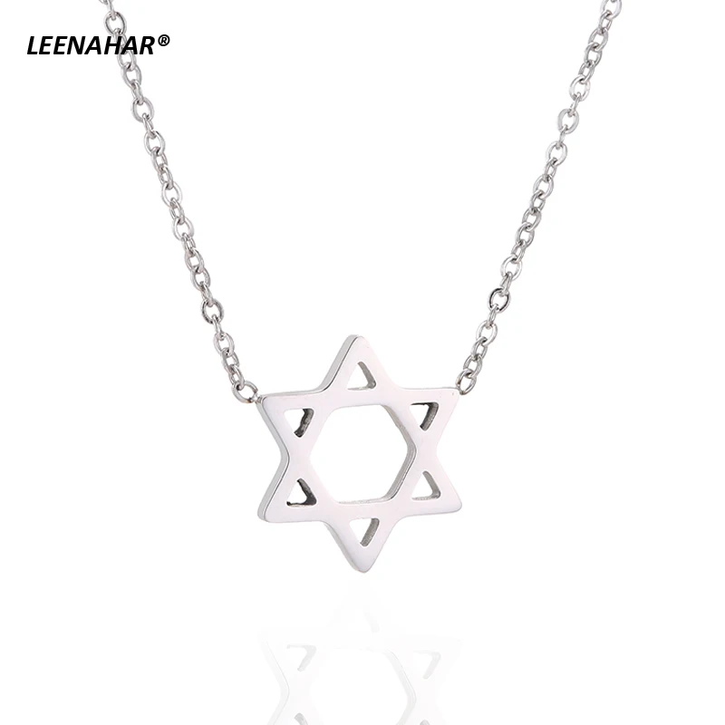 1 шт. позолоченное ожерелье из нержавеющей стали с изображением еврейской звезды