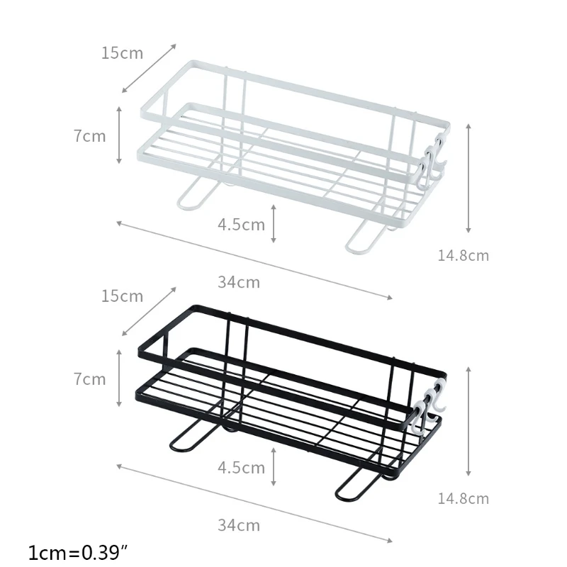 

Bathroom Wall Mounted Shelves with Hooks Floating Storage Shower Hanging Basket Shampoo Holder Kitchen Seasoning Storage