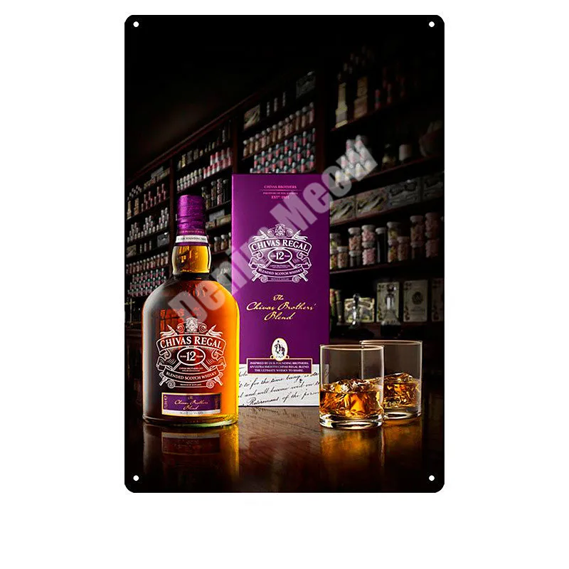 Chivas Regal табличка пивная винтажная металлическая жестяная вывеска наклейки на стену для бара, паба, клуба, украшение для дома, Настенный декор, виски, художественный плакат, тарелки - Цвет: 21