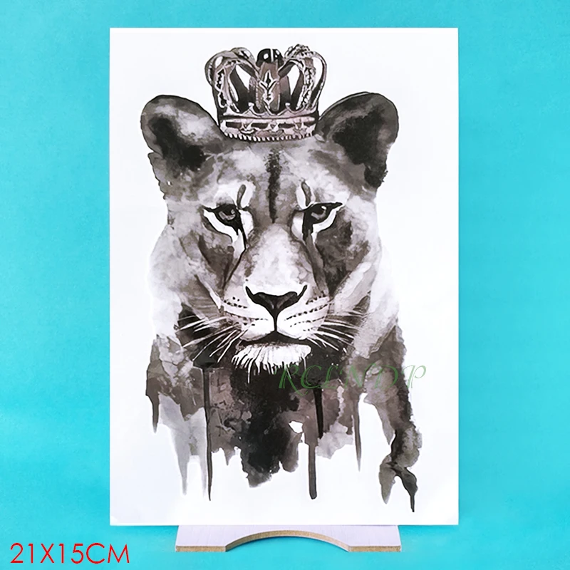 Водостойкая Временная тату наклейка в виде короны льва королевы татуировки с