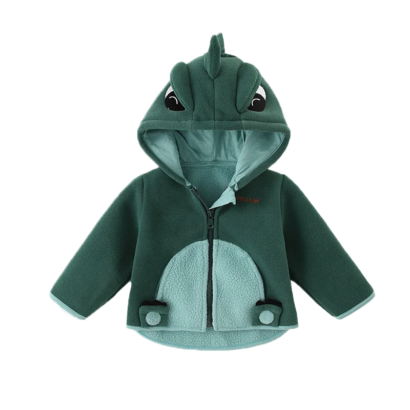 Куртка детская флисовая двусторонняя с динозавром на осень-зиму От 0 до 5 лет