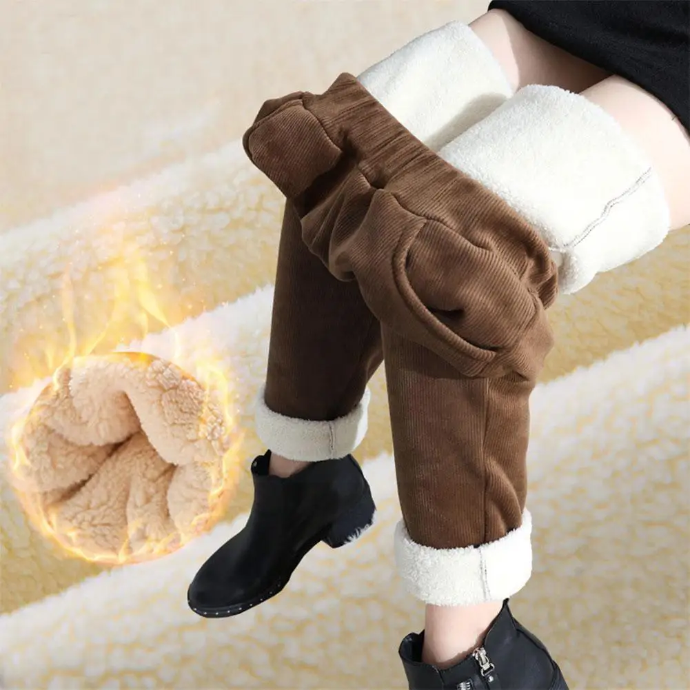 

Spring Winter Plush Thick Casual Pants Women Warm Pants Women Color Winter Harem High S-2xl Trousers Autumn Pants Waist Z5o4