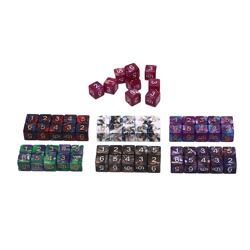 

New Dice Round Corner D6 Sided Dice Set Polyhedral Dice For Indoor Desktop Funny Games Bar Entertainment Tools 10Pcs/Set