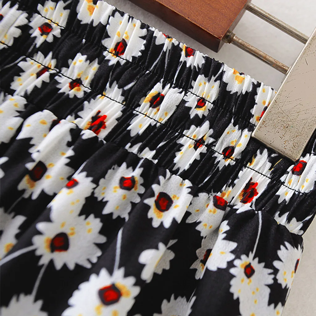 

Womail Fashion Women Casual Print Ruffles Sweet Pleated Lace Up Bandage High Waist Short Mini All-match A-Line SKirt Mujer Falda