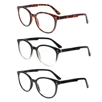 3 pack round stylish reading glasses pair with spring hinge fashion glasses for reading for men and women blacktortoise