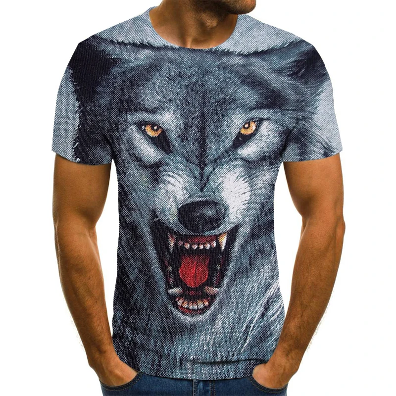 

2021 New 3D Printing Domineering Wolf King Unisex Short-Sleeved Personalized Round Neck Pullover XXS-6XL Oversized T-Shirt