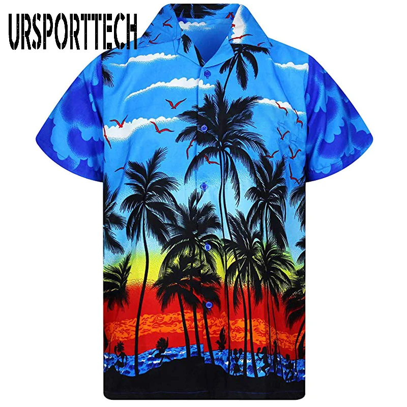 Мужская рубашка летняя новая повседневная приталенная быстросохнущая пляжная с