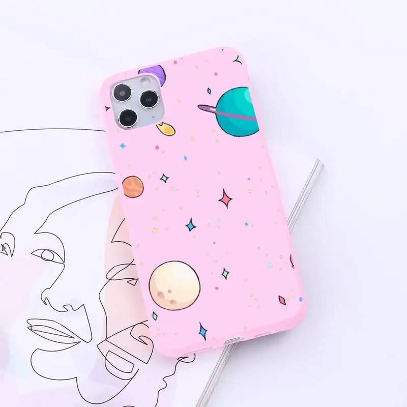 

Space planet moon alien luxury Phone Cases shell Candy Color for iPhone 6 7 8 11 12 s mini pro X XS XR MAX Plus funda coque