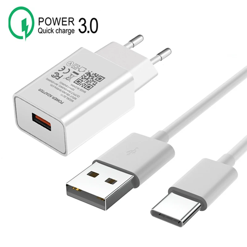 Сетевое зарядное устройство с европейской вилкой USB-кабель Type-c QC 3 0 для мобильных