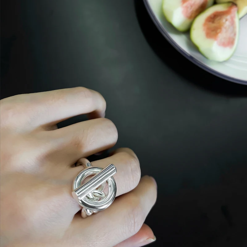 

Croisette European And American S925 Sterling Silver Chain Ring Cold Style Ins Light Luxury High Sense Rings Female Trend