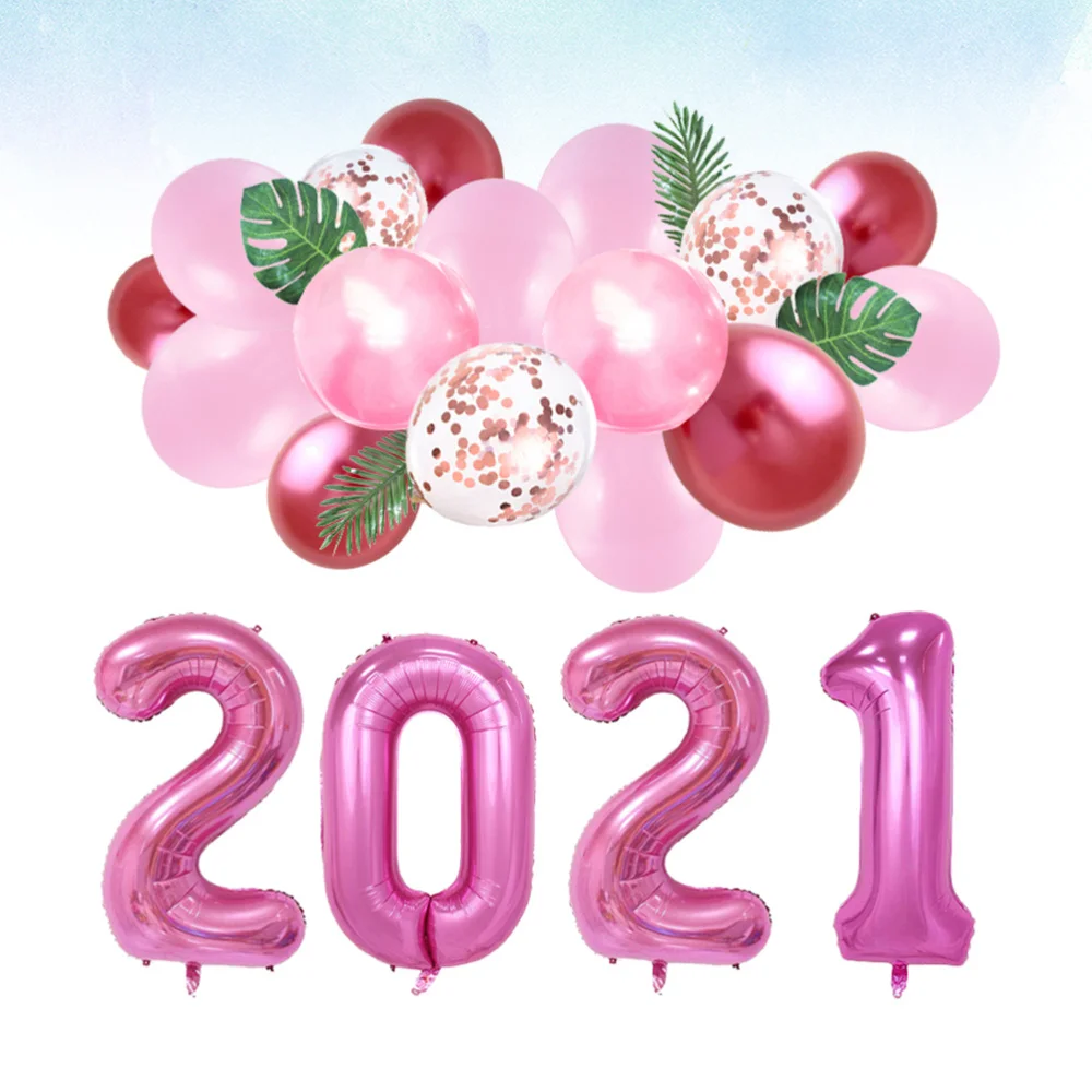 1 Набор 32 дюймов 2021 количество Алюминиевая Фольга Воздушный шар латексный