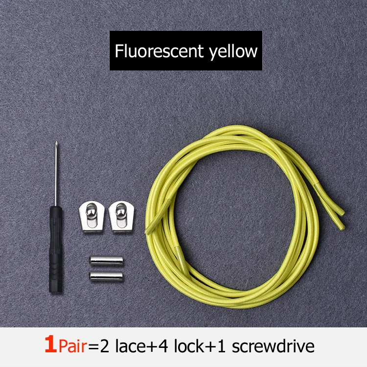 fluorescent yellow Шнурки без завязок эластичные шнурки для обуви с металлическим замком для кроссовок, походных ботинок или спортивной обуви для бега и тенниса - Цвет: fluorescent yellow