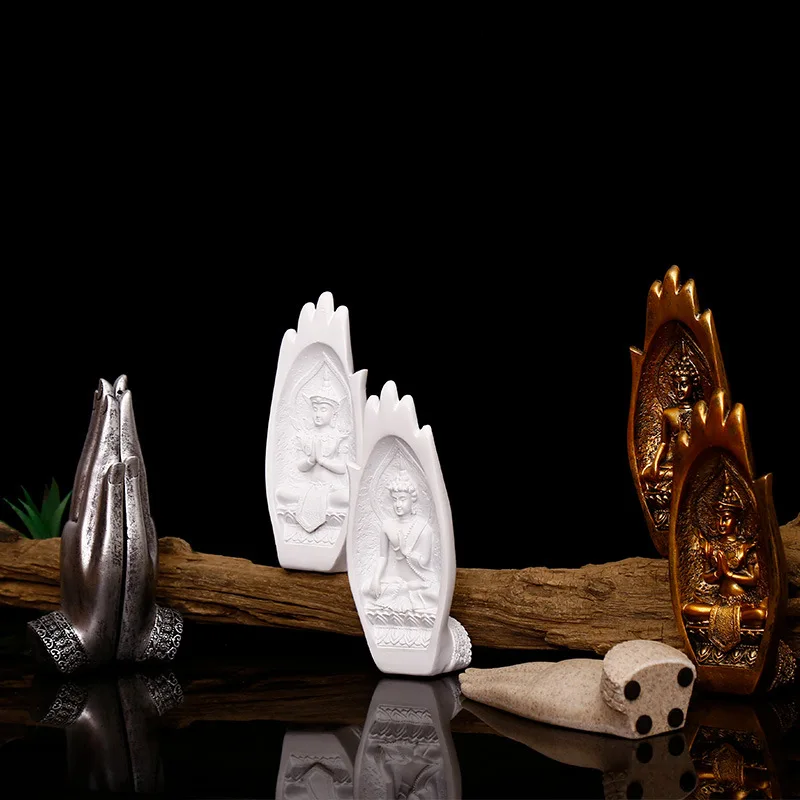 2Pcs Buddha Statue Hands Sculptures Monk Figurine Tathagata India Yoga Fengshui Home Decoration Accessories Dropshipping | Дом и сад