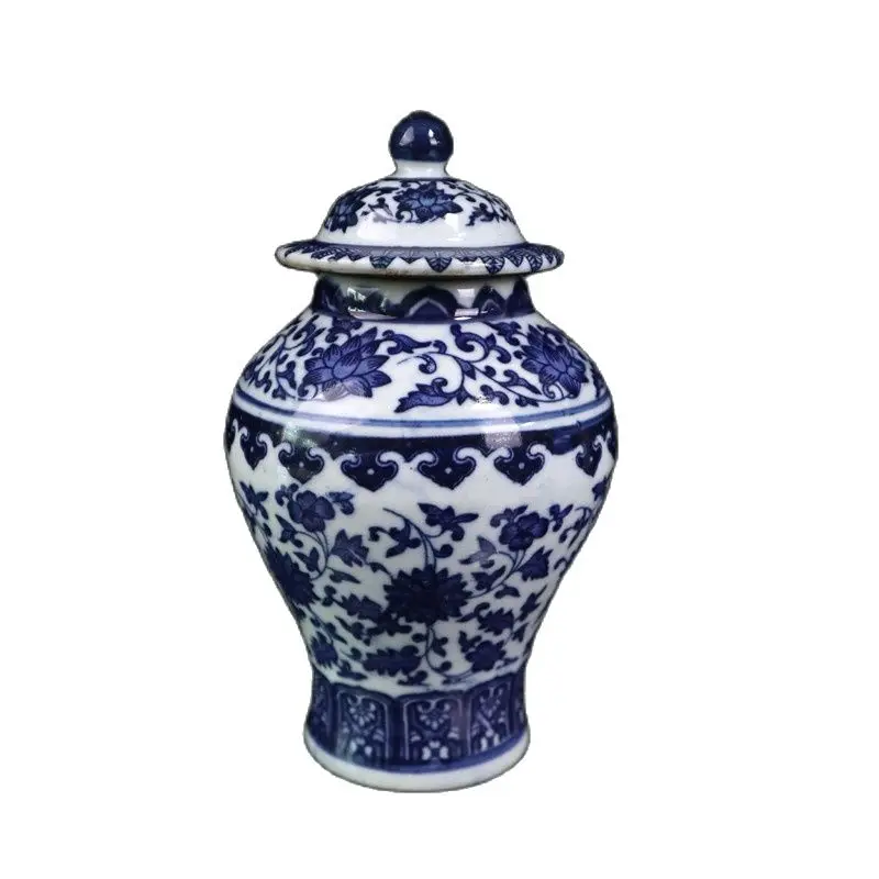 

Chinese Old Porcelain Blue And White Lotus Pattern General Pot