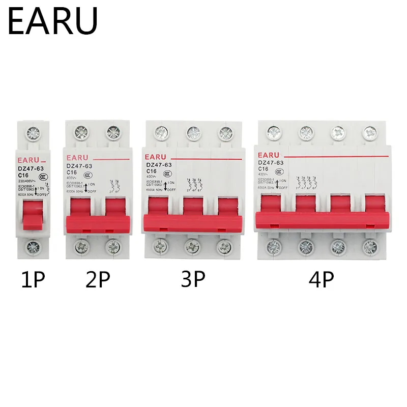 DZ47 1 4 полюсный 3A/6A/10A/16A/20A/32A/40A/50A/63A 400V C тип мини выключатель MCB 35 мм din рейку
