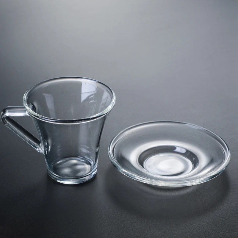 180 мл кофе эспрессо чашка с блюдцем Европейский стиль стеклянная кофейная ручкой