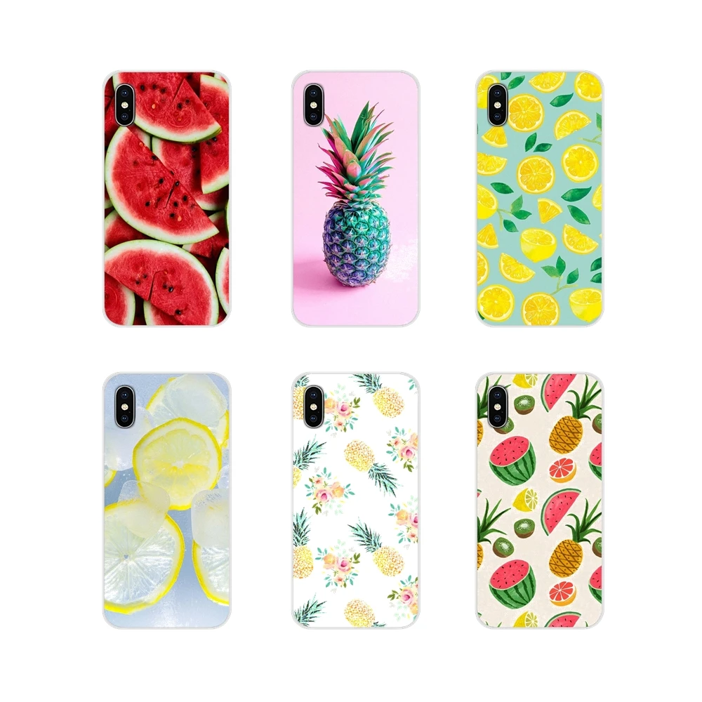 Мягкий кожаный чехол с изображением Летних Фруктов лимона ананаса арбуза для