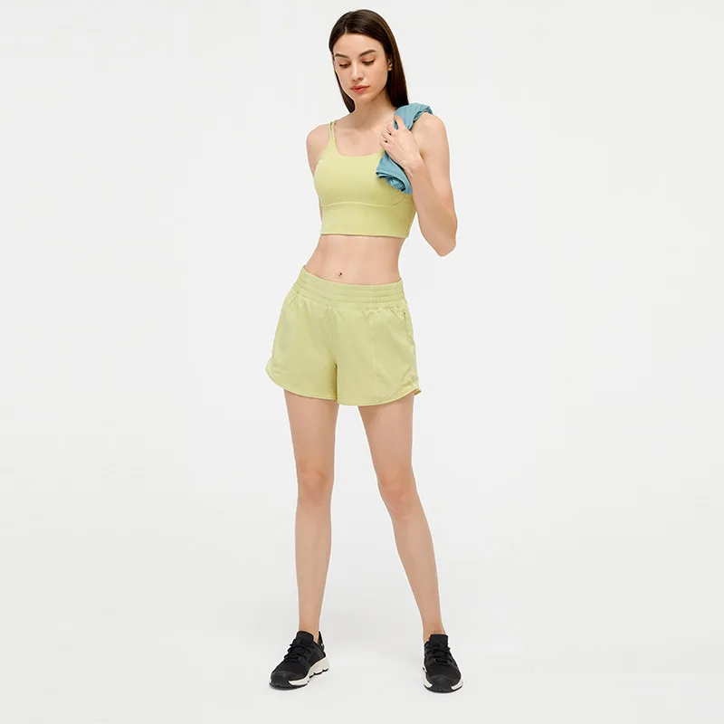 New Lulu Women's Shorts Sexy Fashion High Waist Summer Workout Cycling Yoga Lingerie Gym Legging Elastic Waist Scasual Clothes