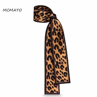 hot selling leopard print woman twill silk scarf 116cm8cm long small head scarf ladies four seasons kerchief bag ribbons tie