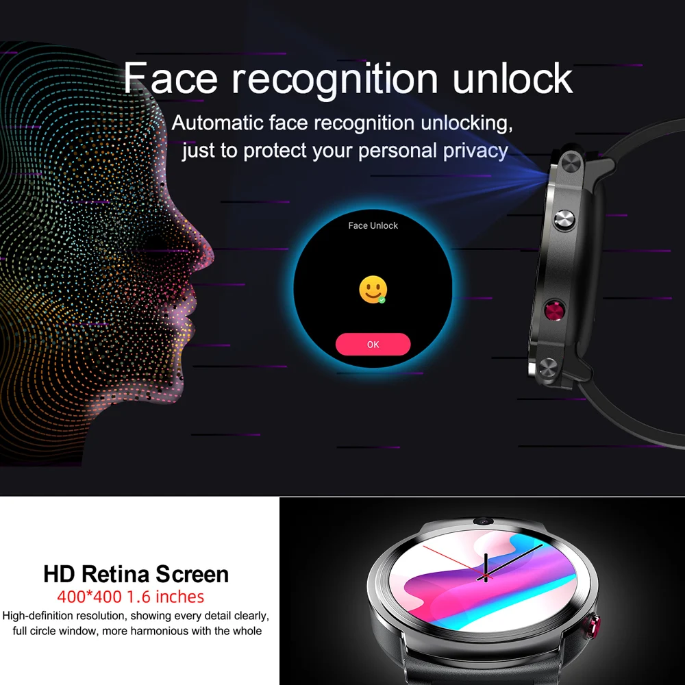 

4G Smart Watch Sports WiFi GPS Fitness Tracker Music Player Phone Call Camera Support SIM Card Monitor PedometerHeart Rate