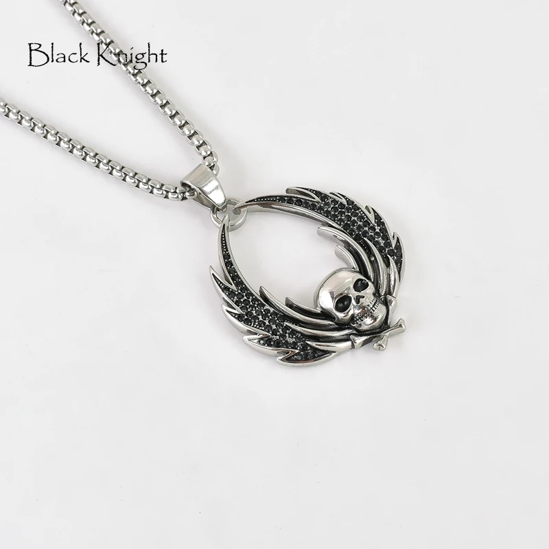 Цепочка с подвеской в виде черепа и крыльев из нержавеющей стали 316L|Ожерелья