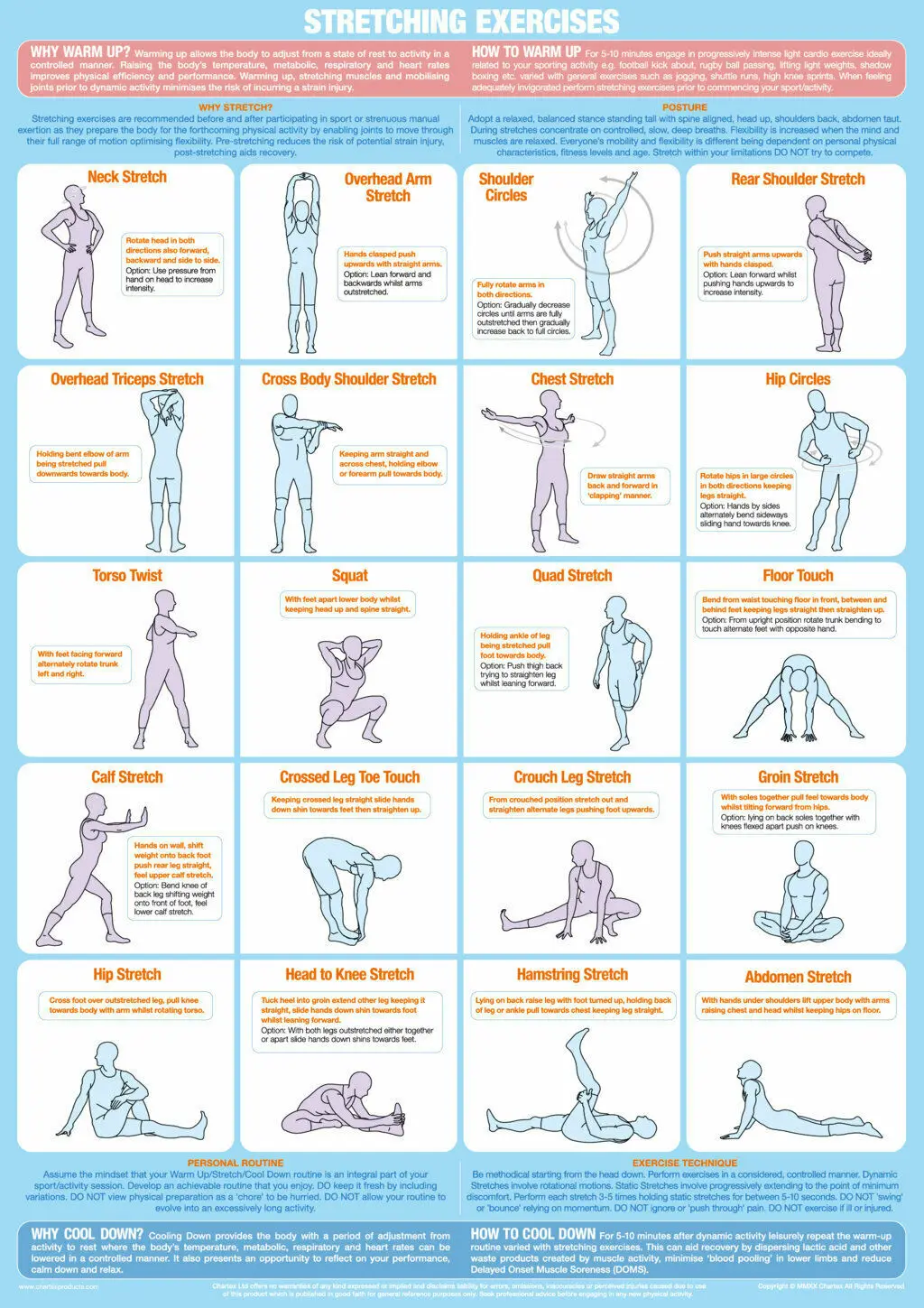 

Stretching Exercises Warm Up Cool Down Chart Art Film Print Silk Poster Home Wall Decor 24x36inch