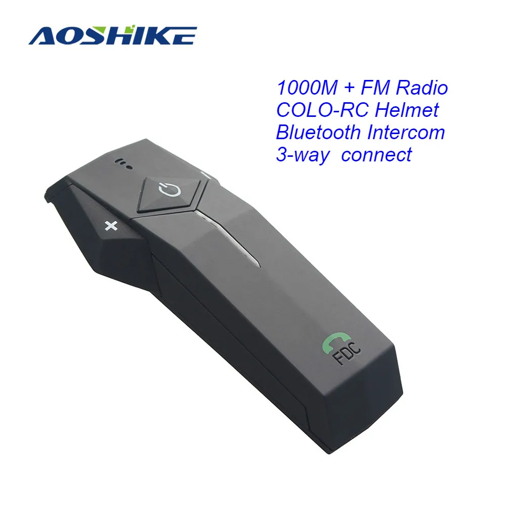 AOSHIKE1pcs 1000M 3-way Bluetooth Motorcycle Helmet BT Intercom Interphone Headset Intercomunicador With NFC FM Function Wireles |