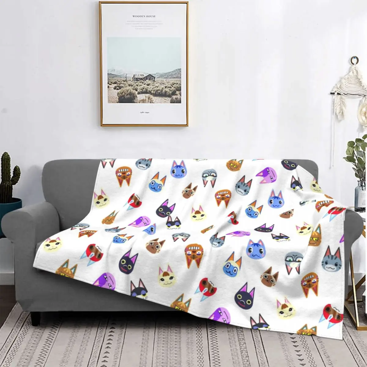 

Animal Crossing Cats Scattered Blanket Horizons Plush Warm UltraSoft Fleece Throw Blanket For Sofa Bed Velvet Picnic Art Outlet