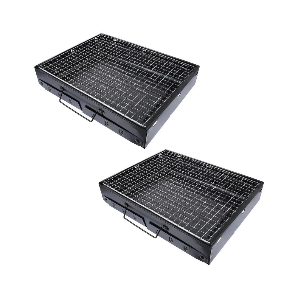 

2pcs Practical Charcoal Grill BBQ Grill Durable Folding Barbecue Grill