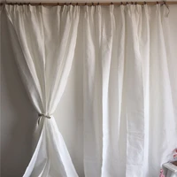 elegant linen blended white curtains privacy protection light filtering semi sheer window drape for bedroom new home tj6475